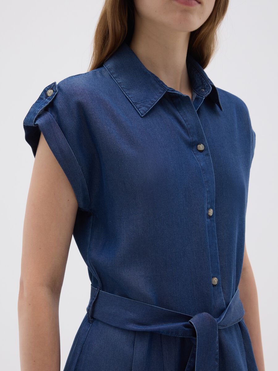 Women's blue lyocell shirt dress_3
