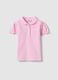 Polo in puro cotone rosa da bimba regular fit con maniche arricciate_0