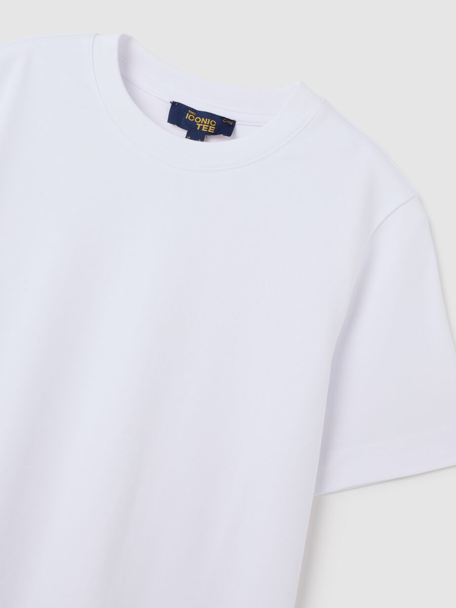 White pure cotton regular fit t-shirt_5
