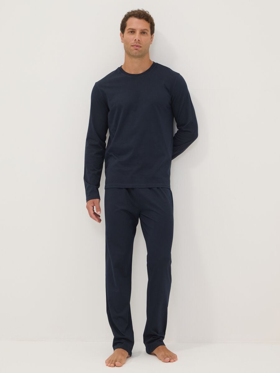 Pigiama blu in cotone organico_0