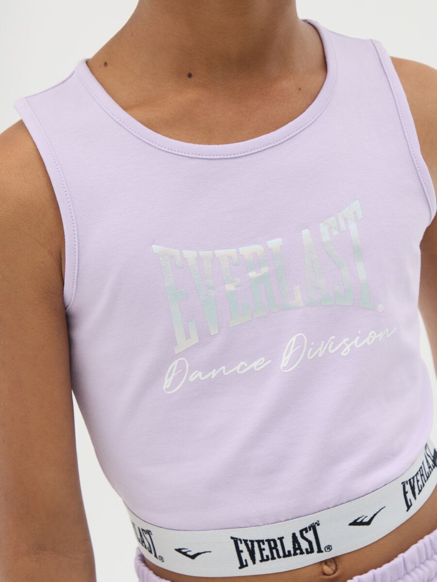 Purple fitted stretch cotton cropped top for girls_1