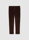 Regular Fit Brown Stretch Cotton Trousers_0