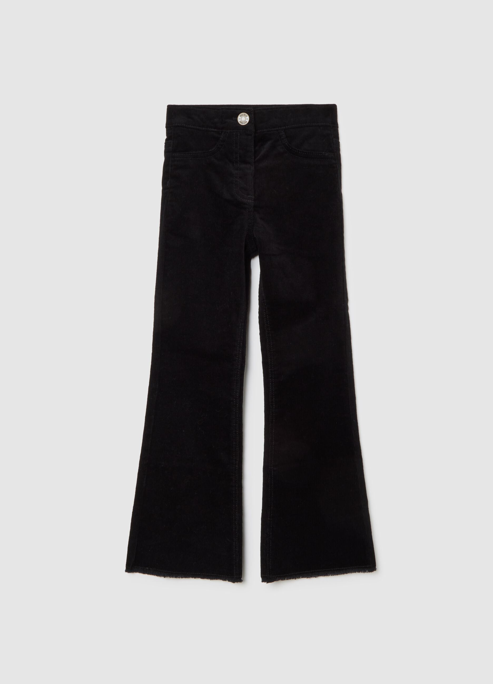 Black flare trousers in stretch cotton