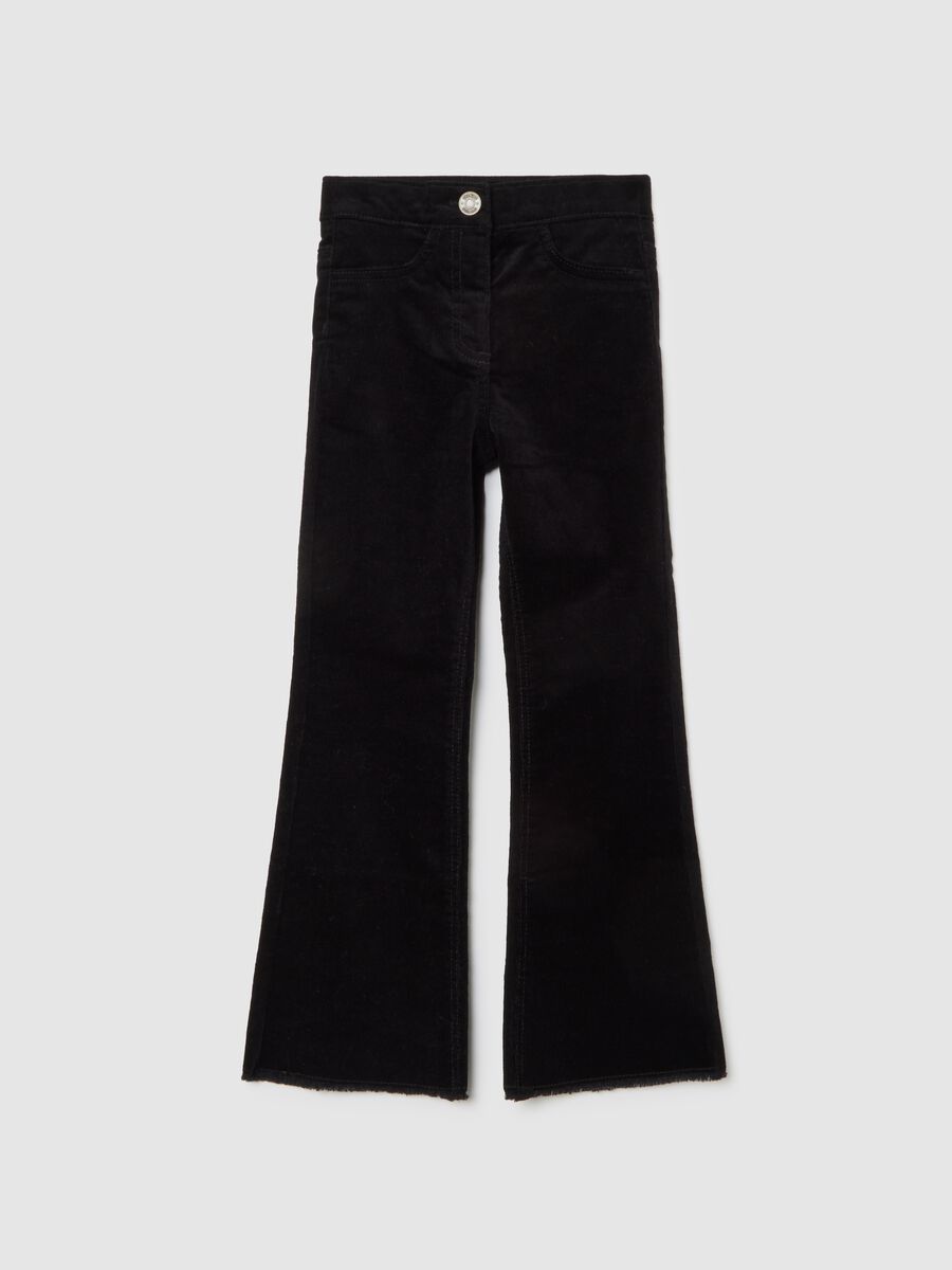 Black flare trousers in stretch cotton_0