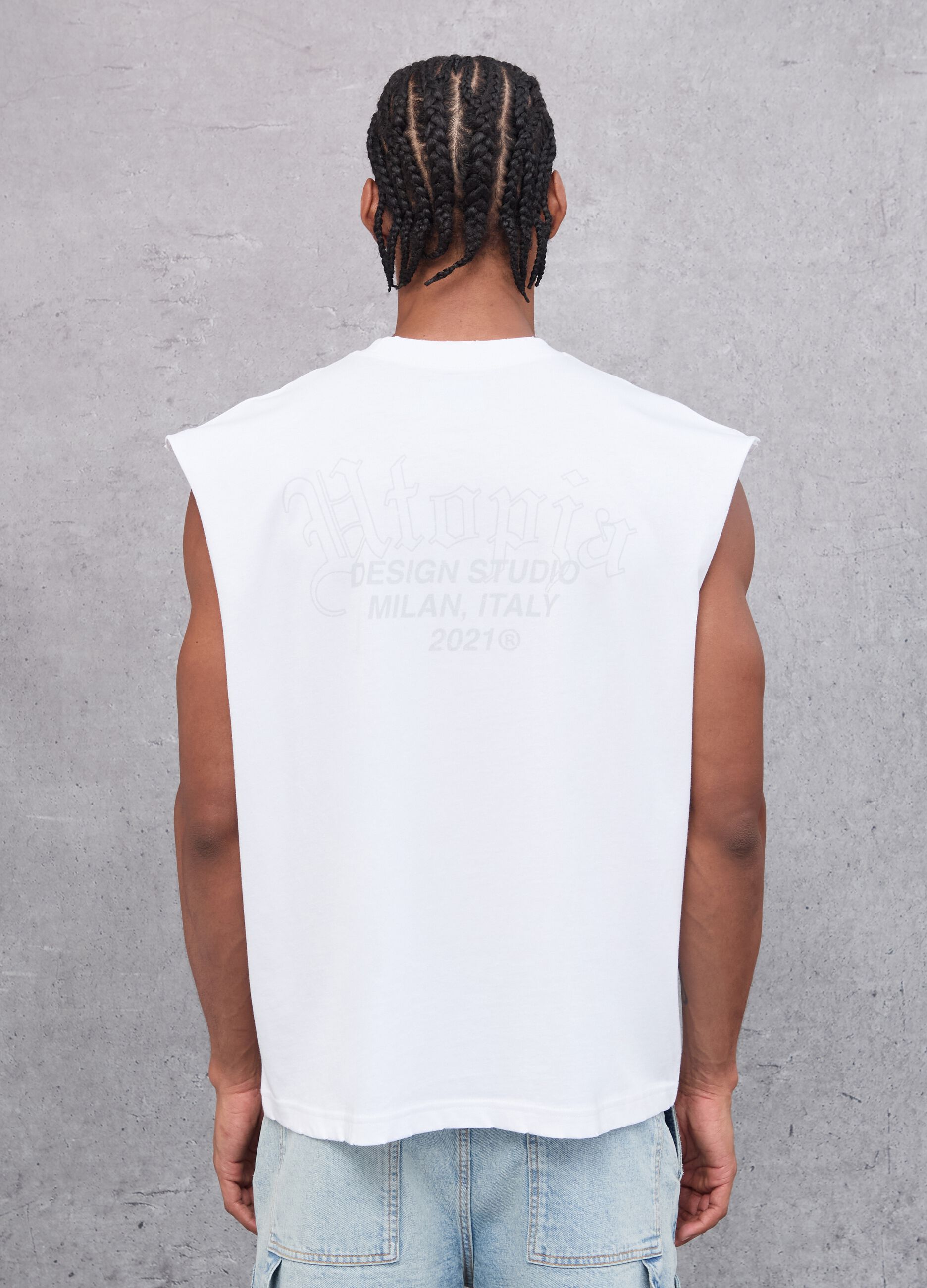 Distressed Tank Top White