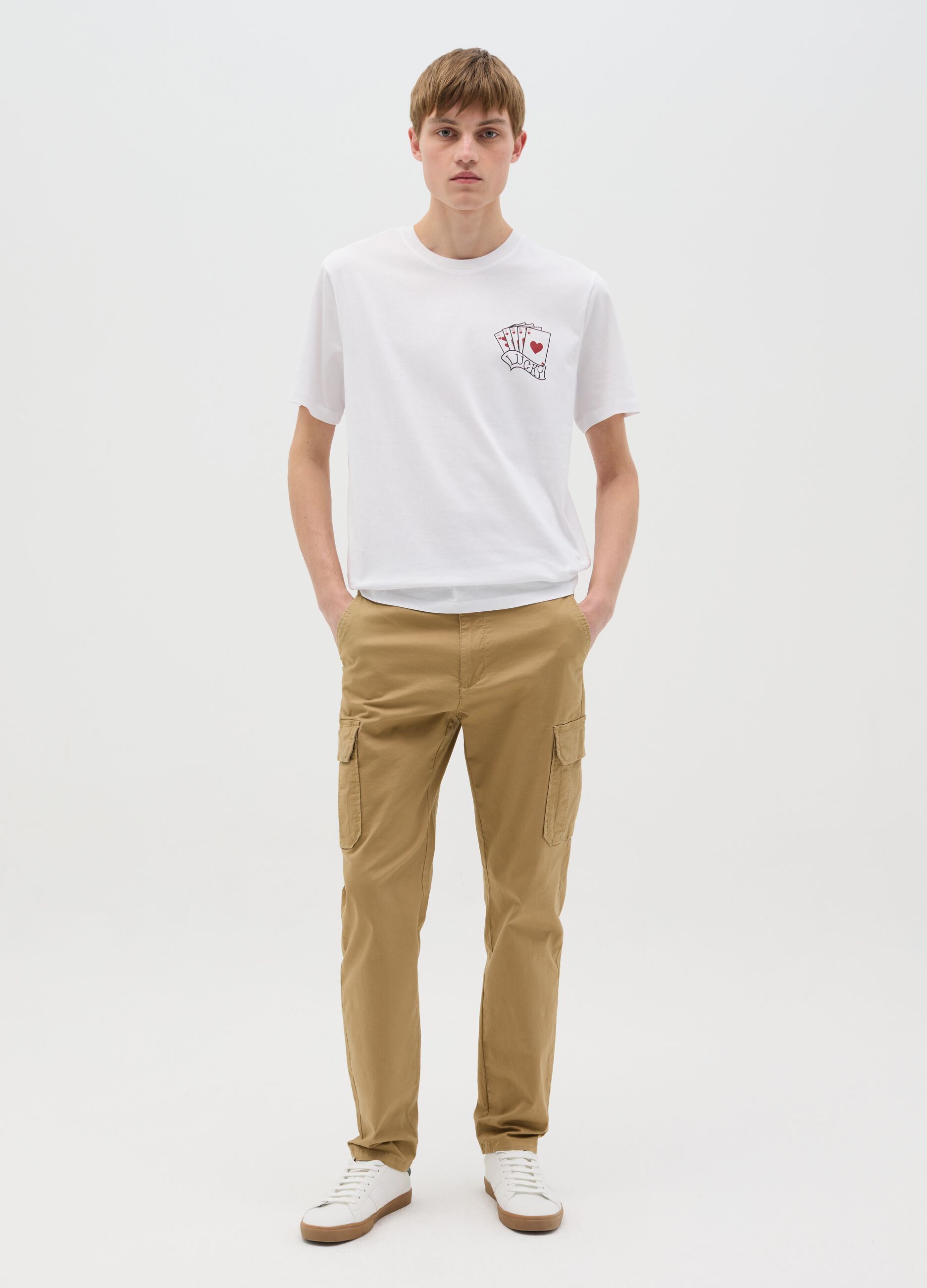 Cotton T-shirt with poker cards print