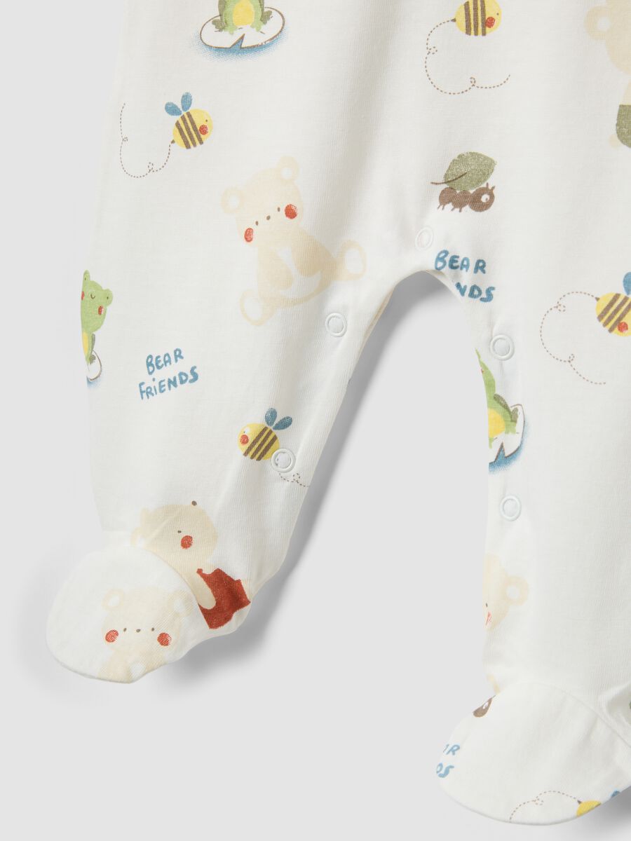 Tutina in puro cotone bianca da neonato con disegni_3