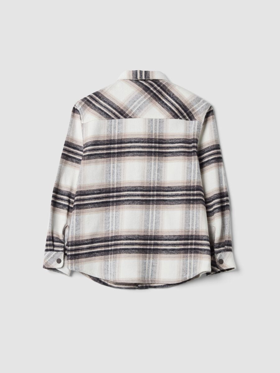 Beige checked pure cotton shirt_2
