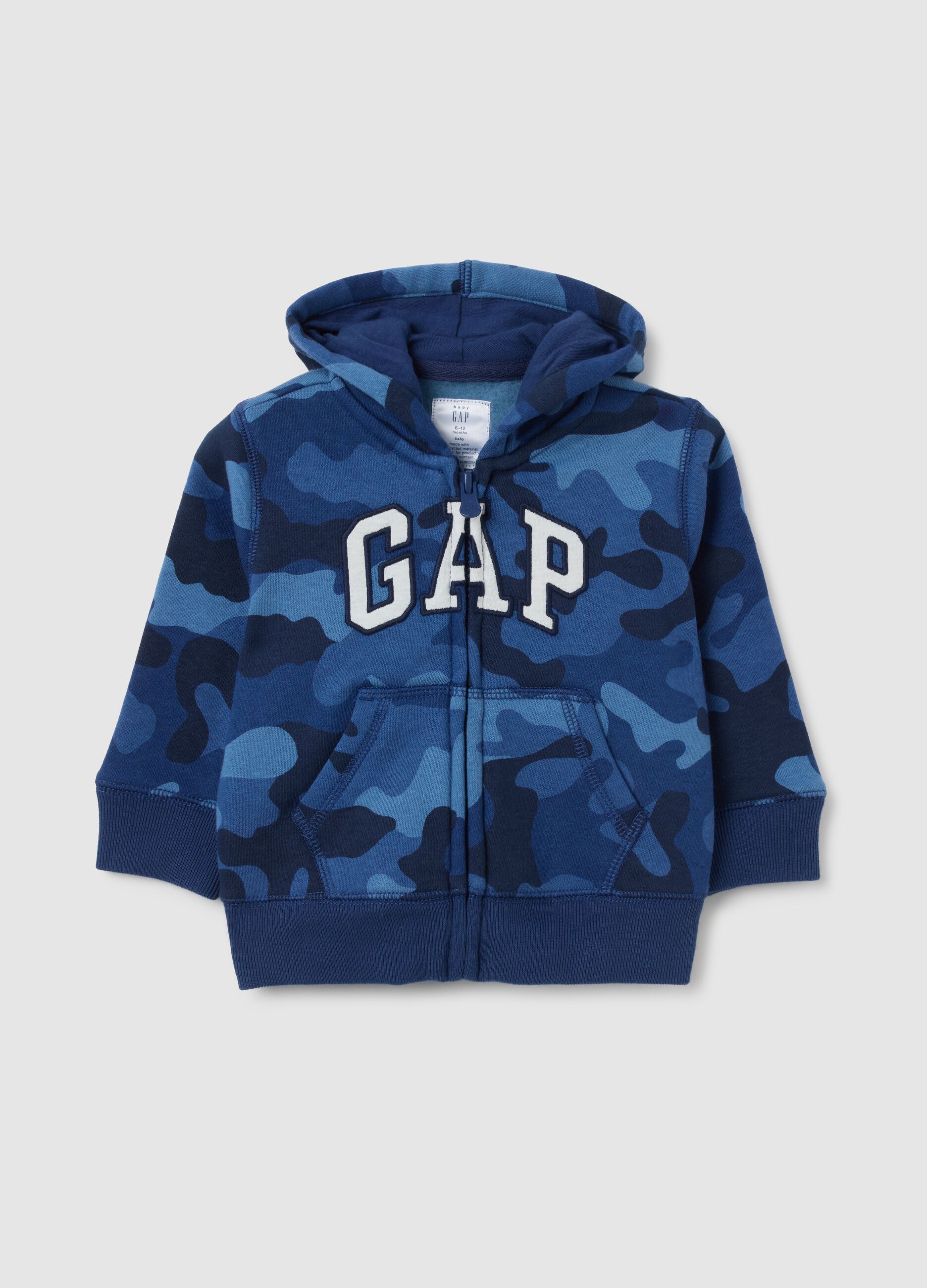 Full-zip camouflage plush hoodie