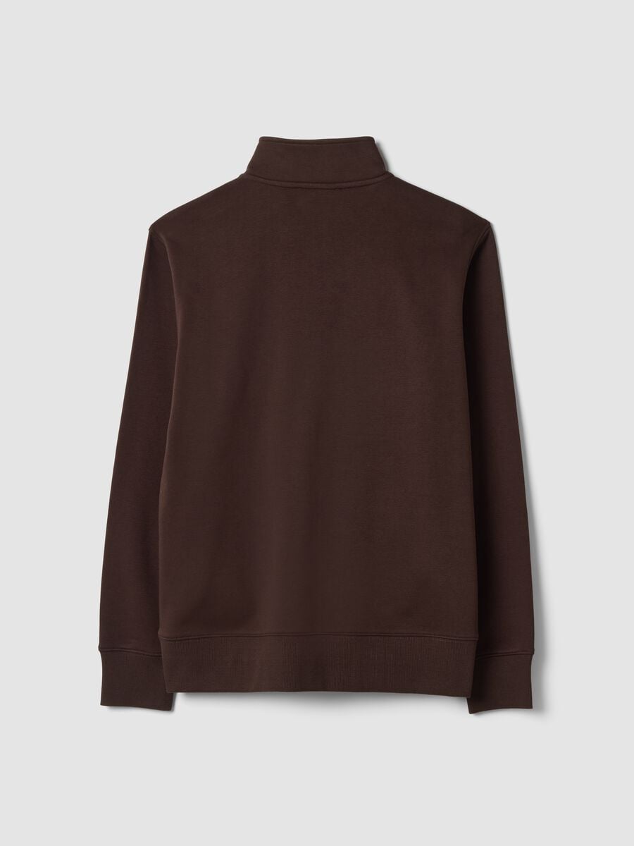 Brown cotton-blend half-zip crew-neck_2