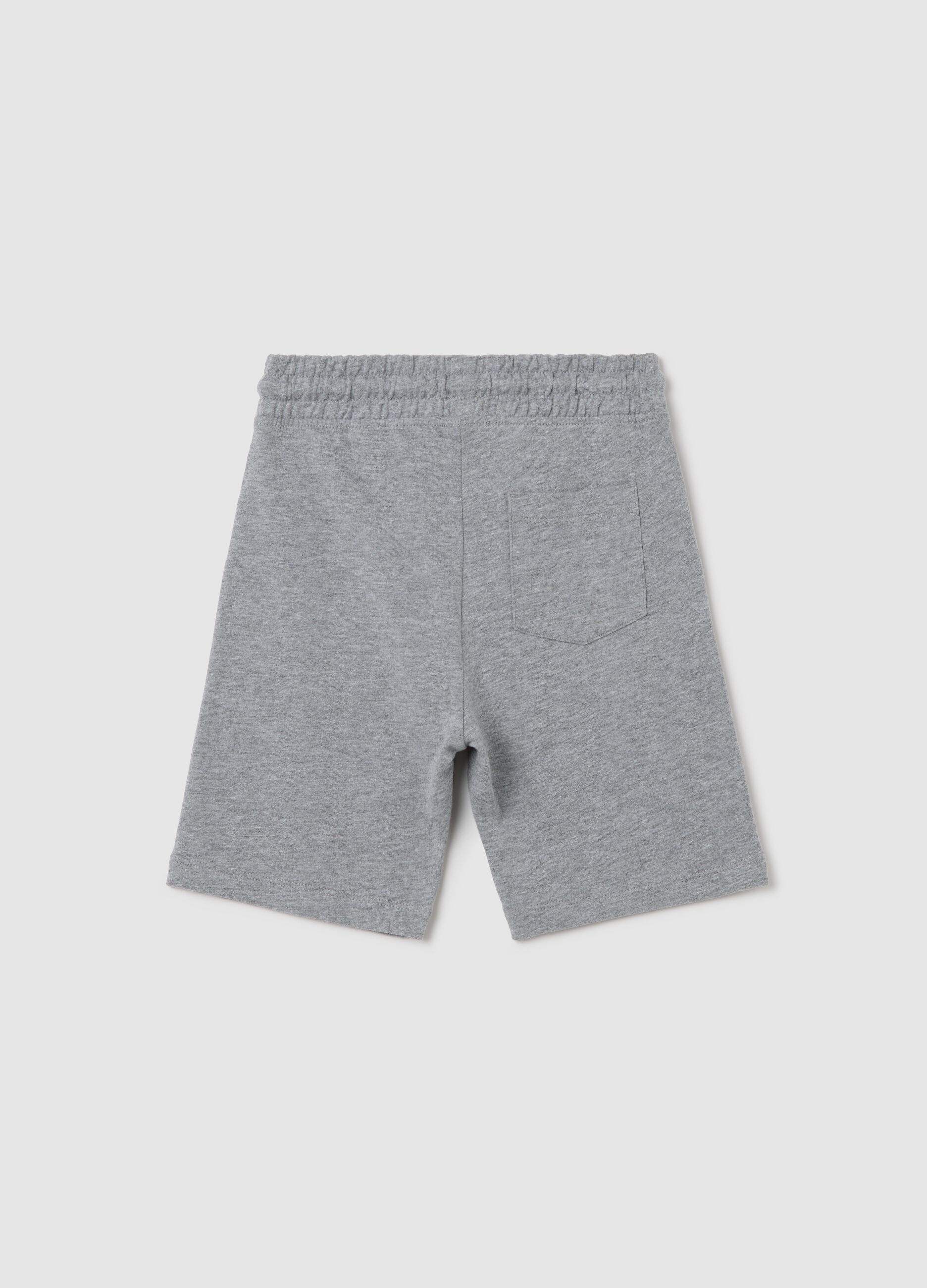 Grey Bermuda joggers in cotton with drawstring