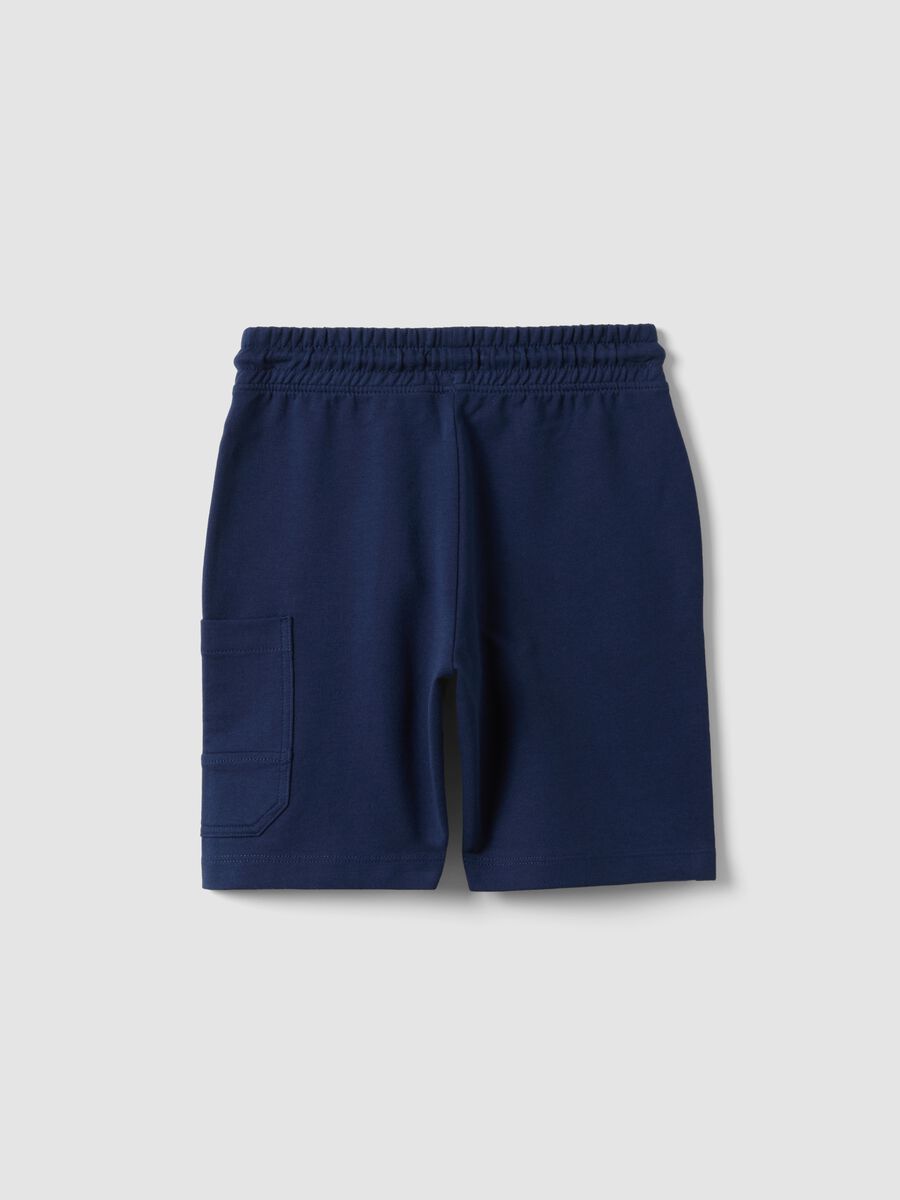Pantaloncini in puro cotone blu da bambino regular fit_1
