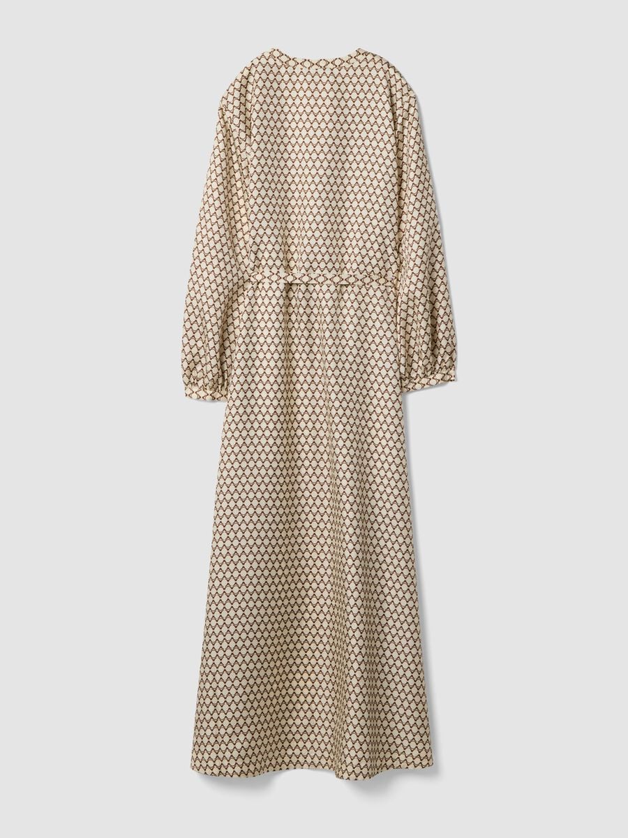 White pure silk slim-fit dress with pattern_2