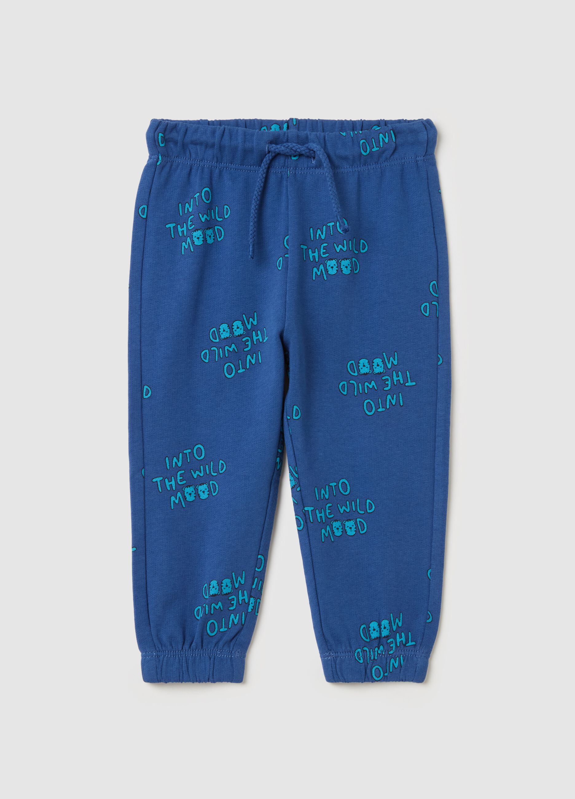 Joggers with elasticated trims and "Into the wild mood” print