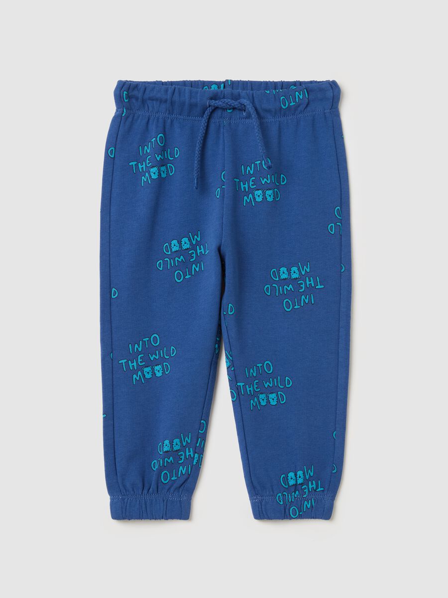 Joggers with elasticated trims and "Into the wild mood” print_0