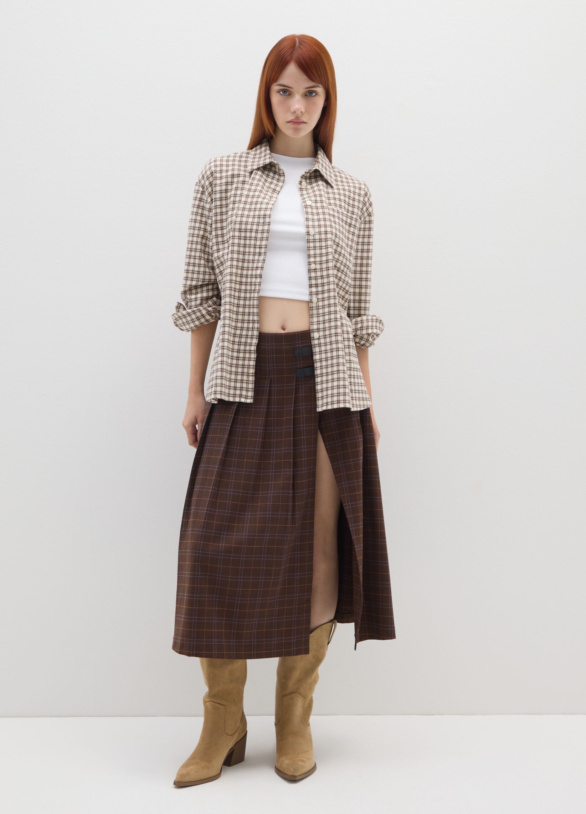 Multicoloured plaid cotton shirt in oversized fit