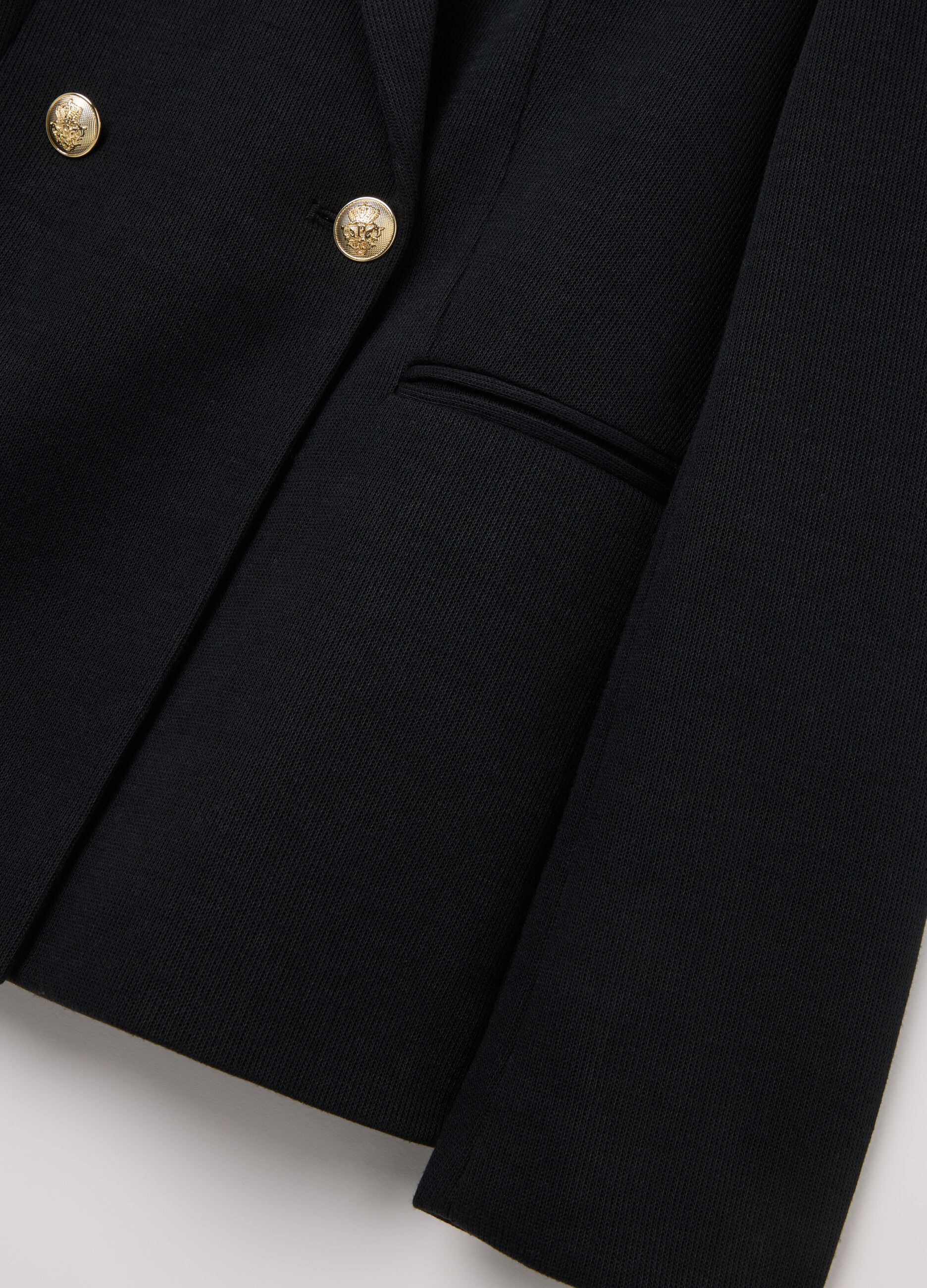 Double-breasted blazer in jersey with gold-coloured buttons