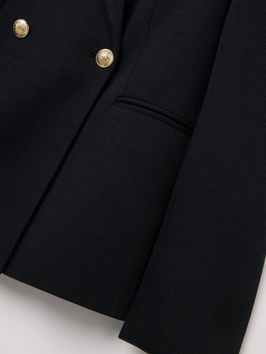 Double-breasted blazer in jersey with gold-coloured buttons_5