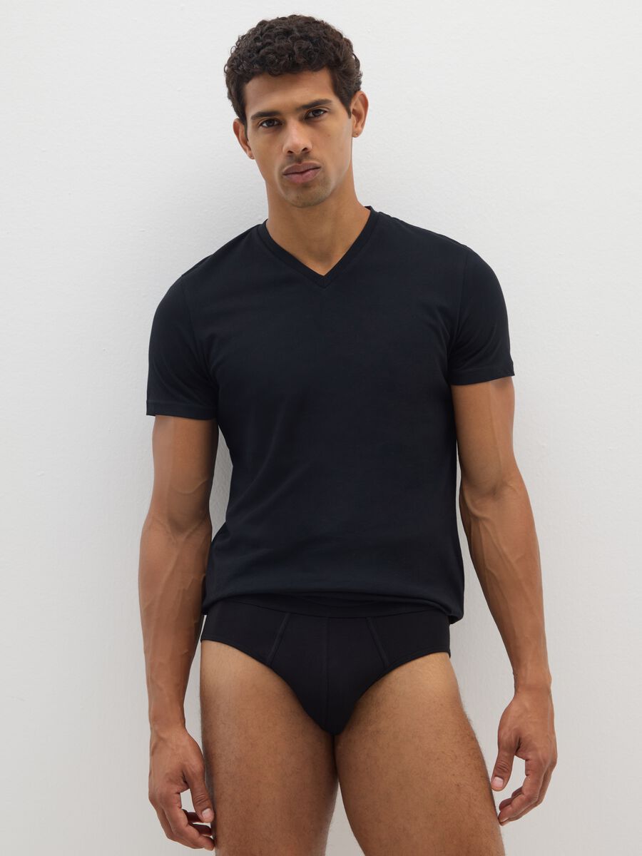 Pack of black elasticated cotton briefs_0