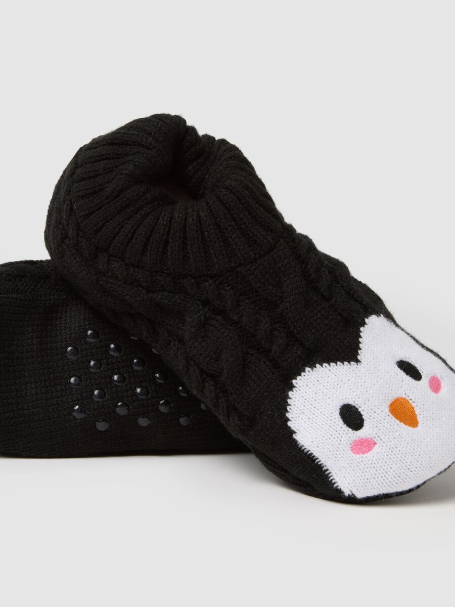 Black cotton socks with print_1