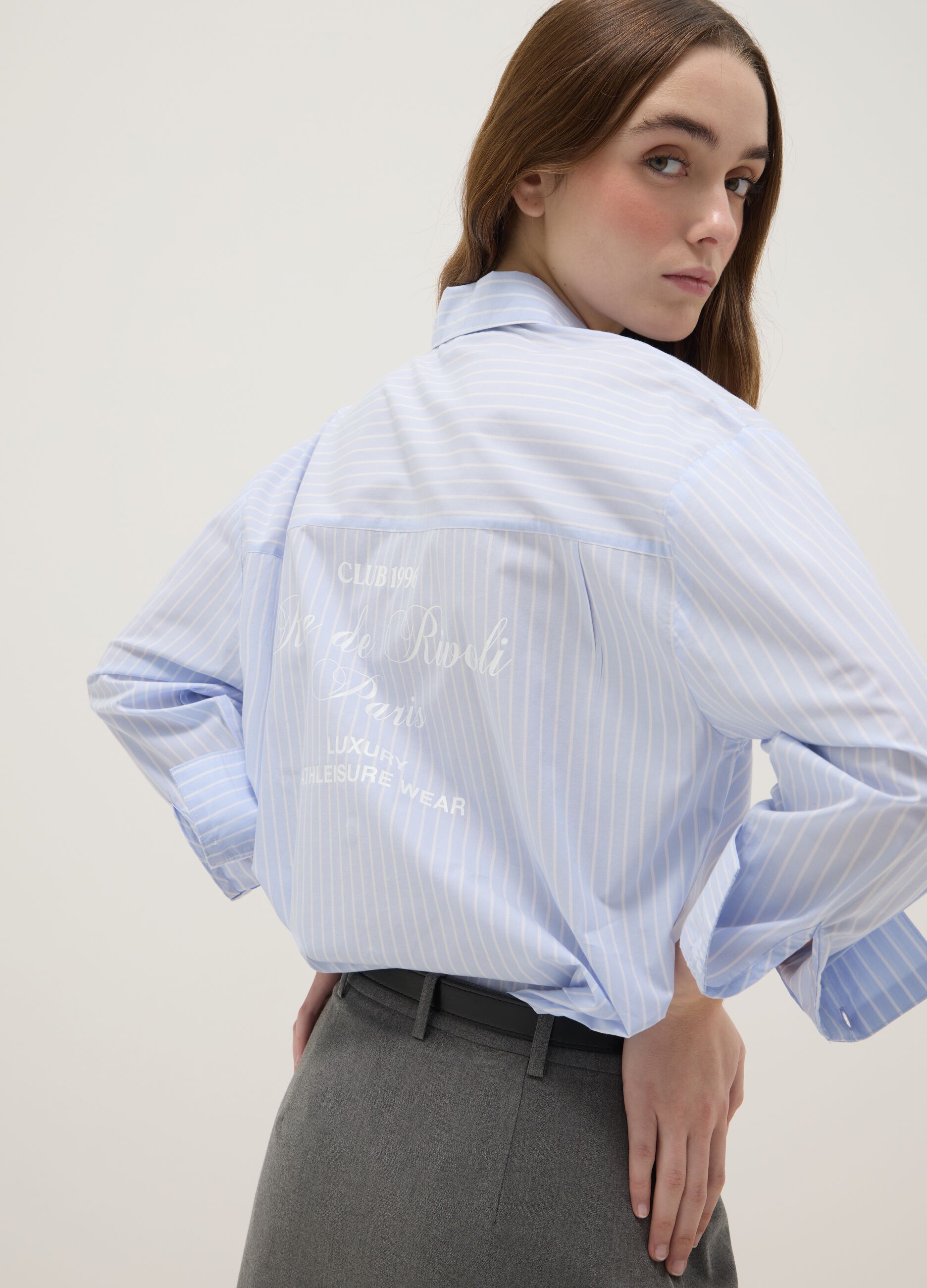 Blue striped pure cotton shirt regular fit