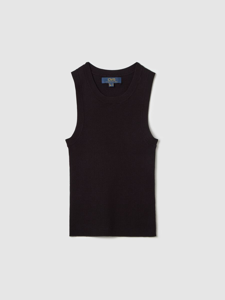 Ribbed tank top with halter neck_4