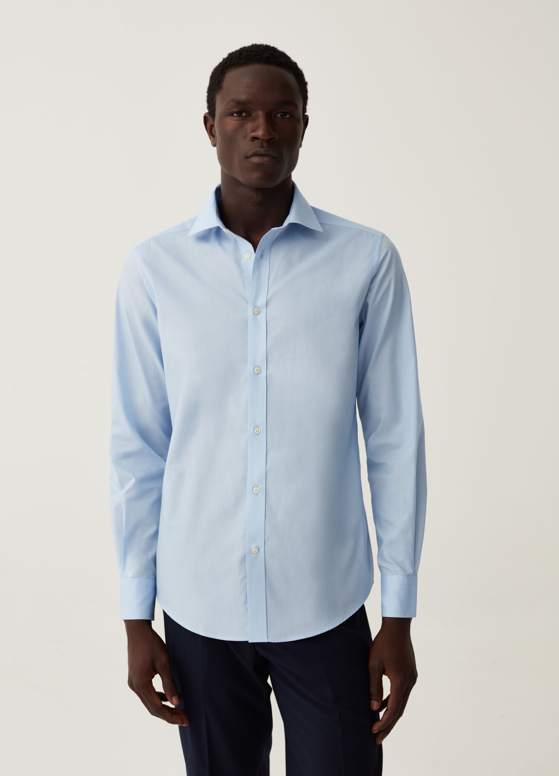 Camicia slim fit tinta unita_1