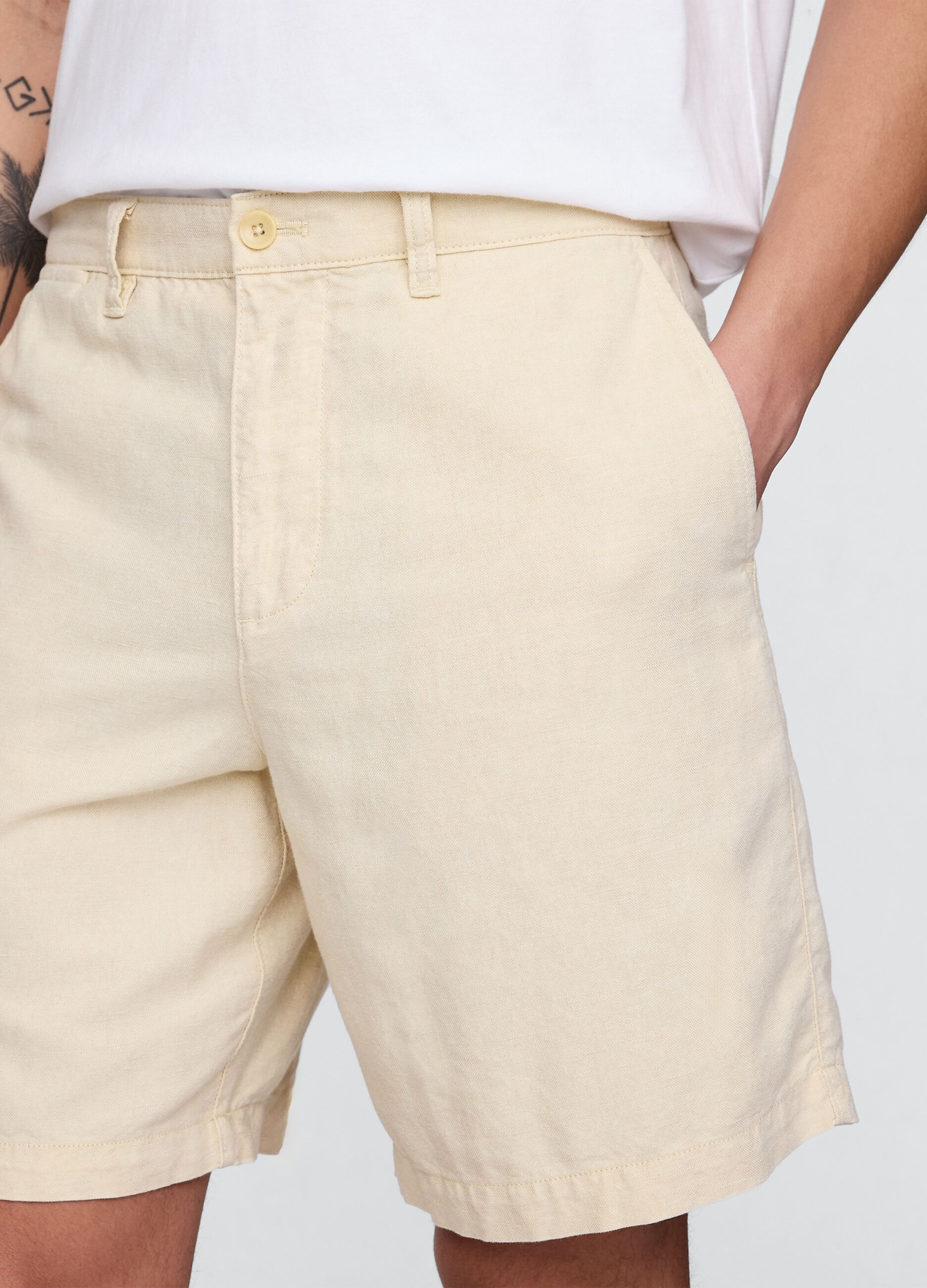 Beige Linen and Cotton Blend Shorts by Gap
