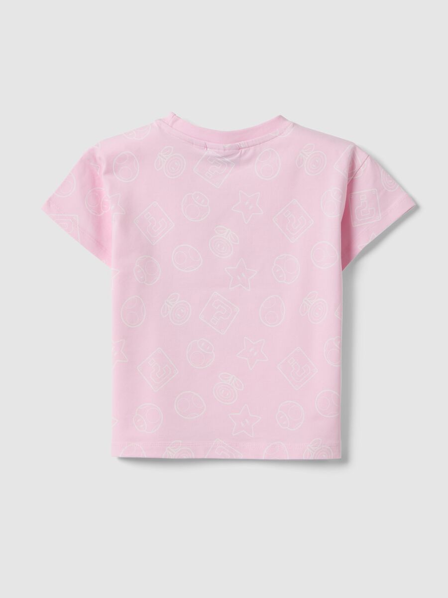Pink Stretch Cotton Girls T-shirt Regular Fit with Peach_1