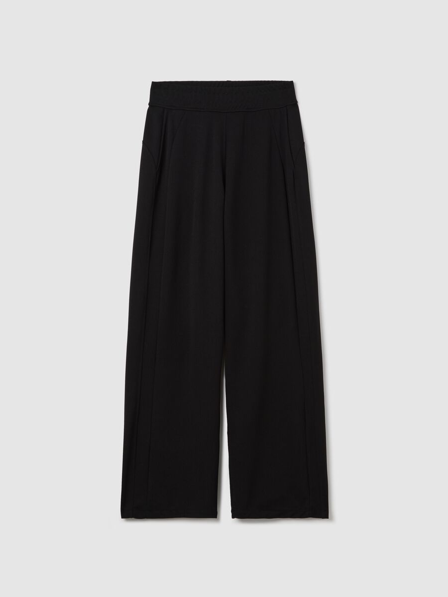 Black palazzo trousers with pockets_4