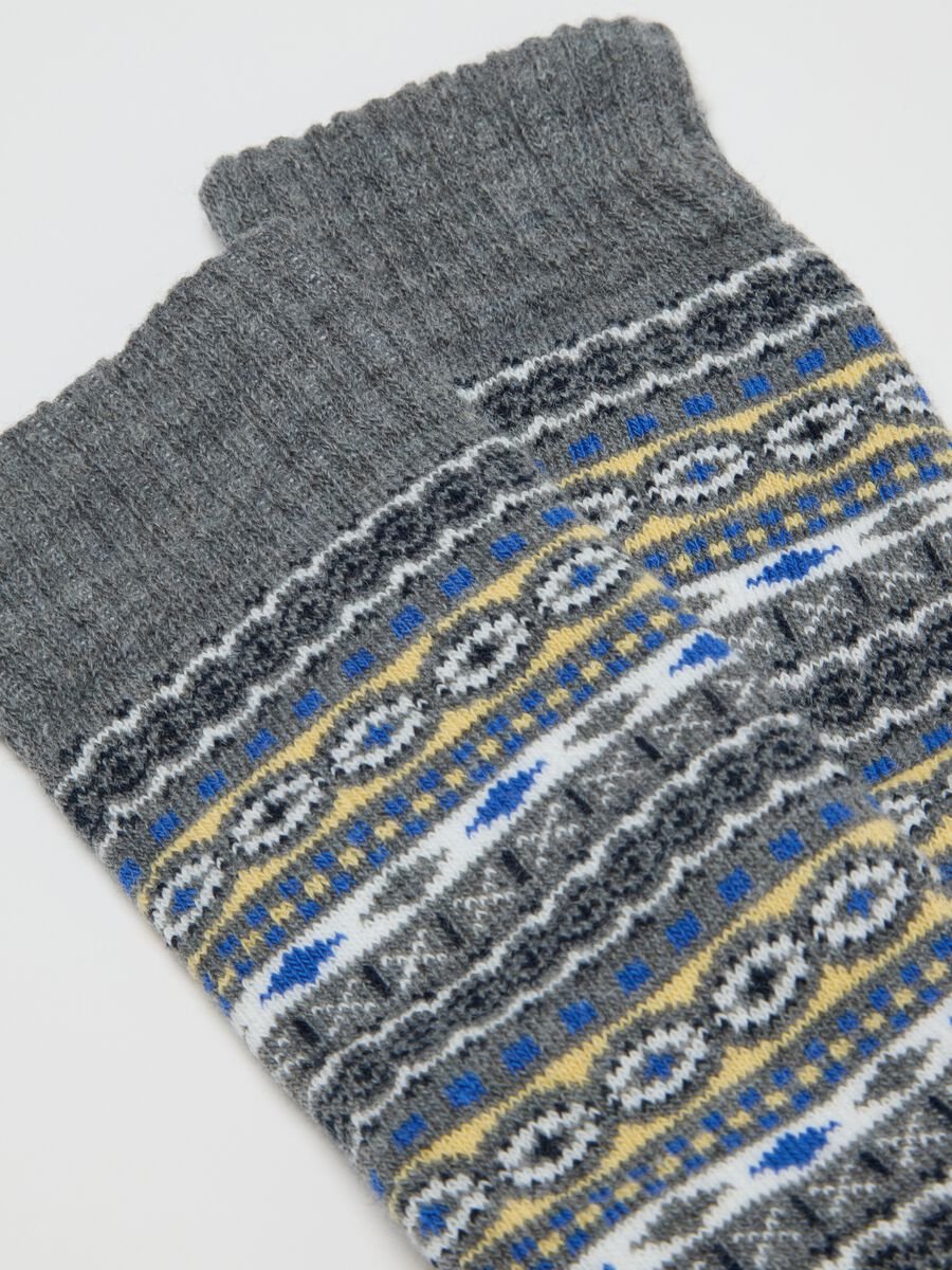 Multicoloured long socks in cotton and wool blend_2