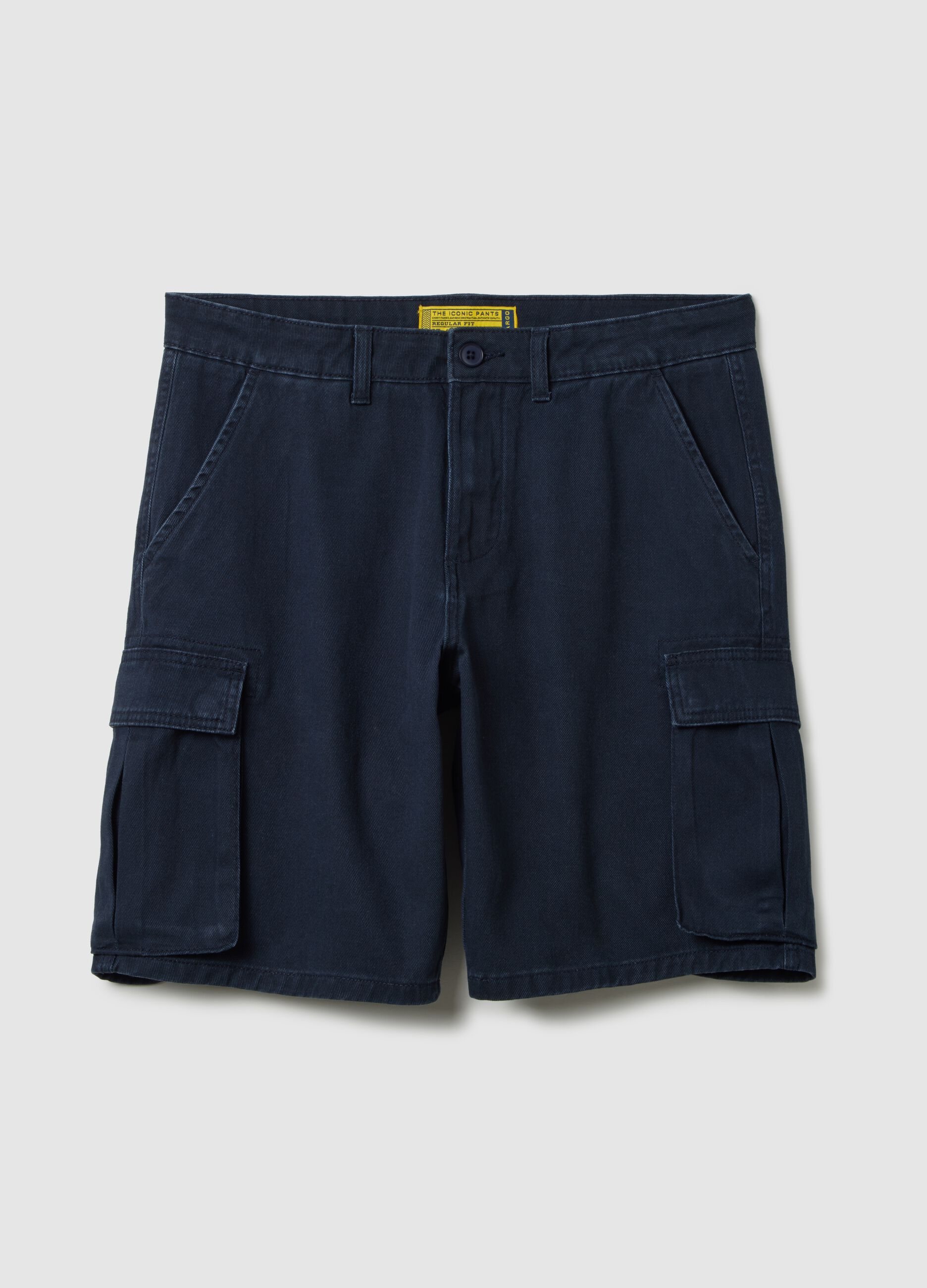 Men's pure cotton blue regular fit shorts