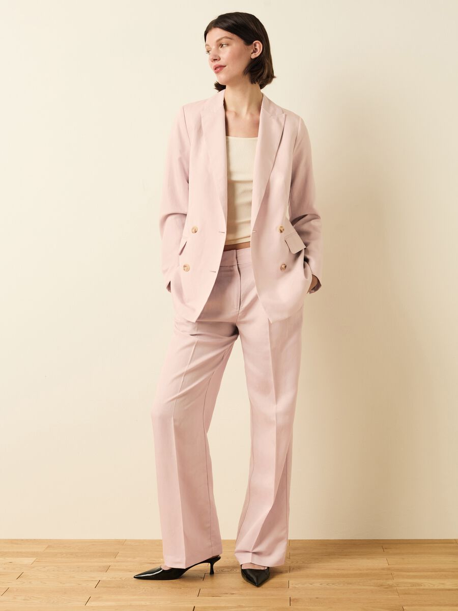 Double-breasted blazer in Lyocell and linen_2