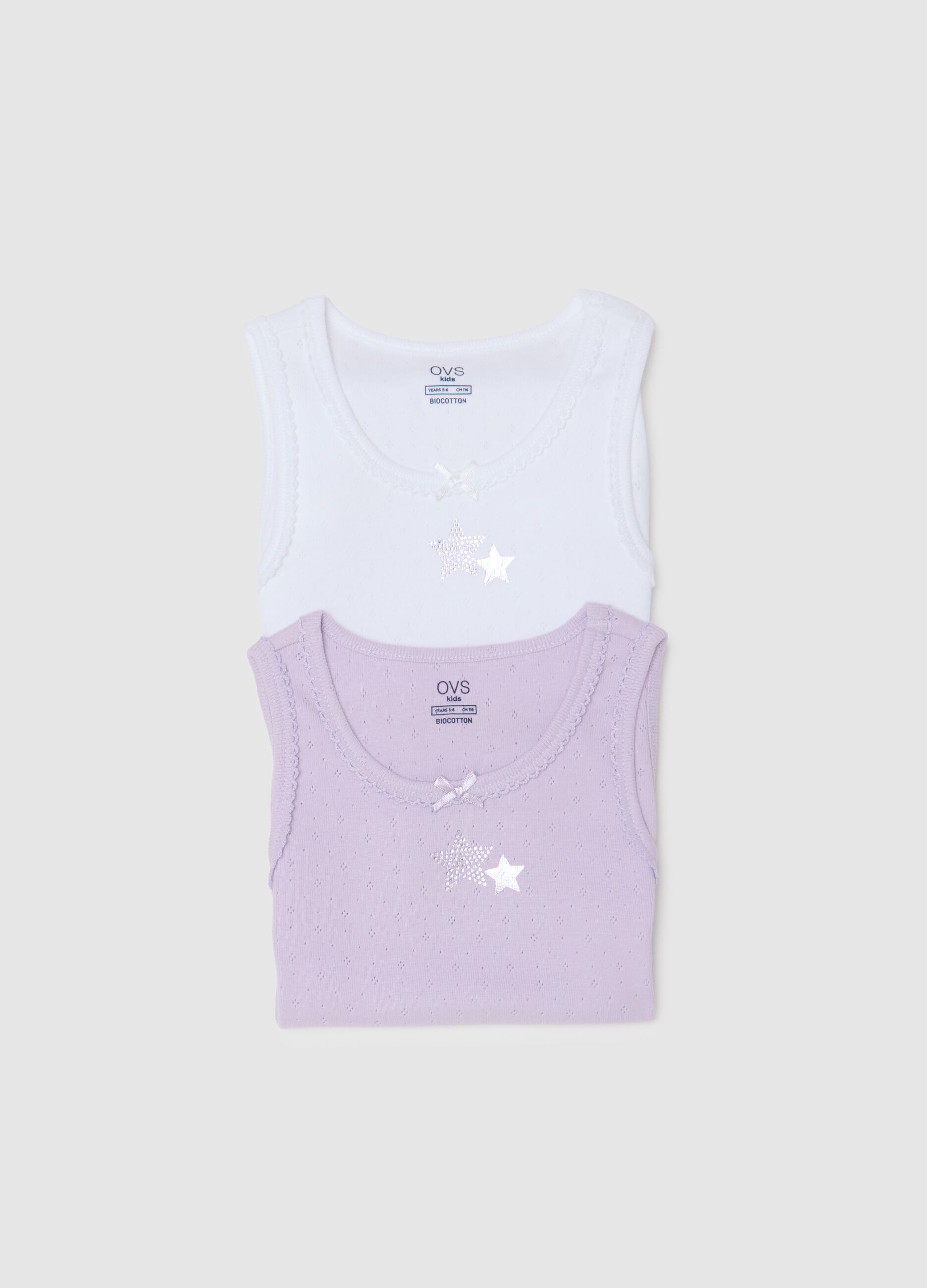 Girls' Twin-Pack Vest Set in Pure Cotton Multicolour Regular Fit