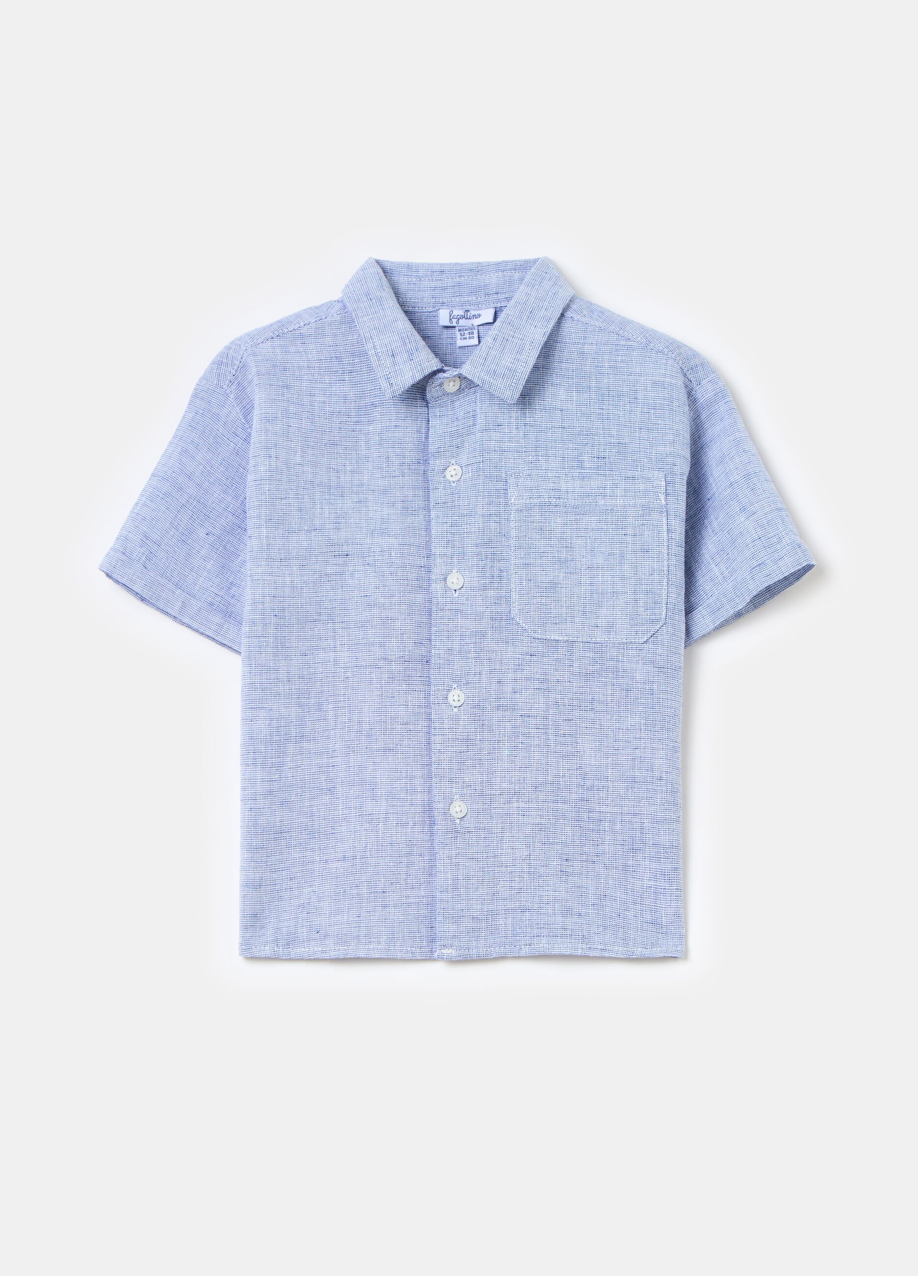 Camicia a maniche corte in cotone e lino