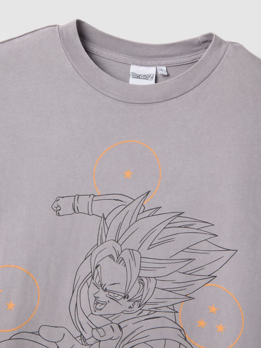 Grey pure cotton regular fit T-shirt with Dragon Ball print_5