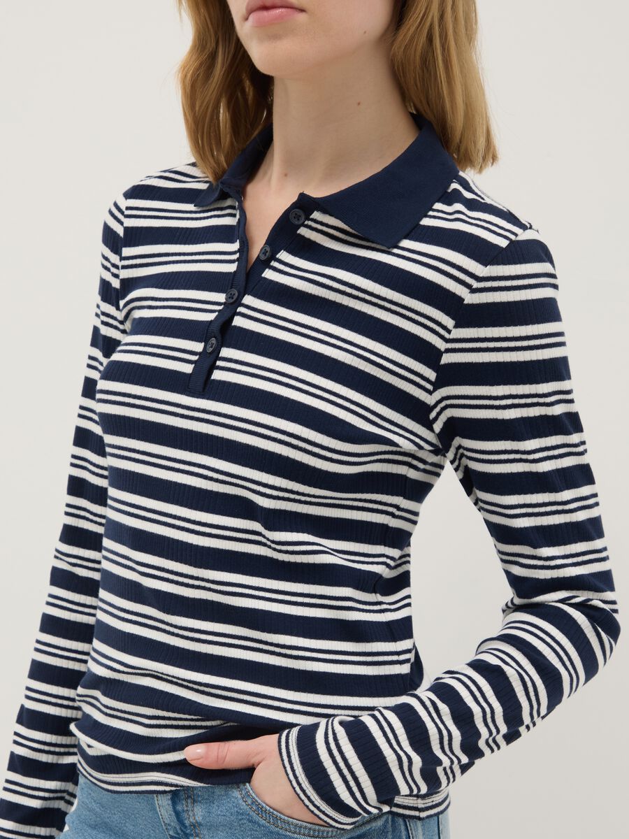 Multicolour Striped Stretch Cotton Polo Regular Fit_3