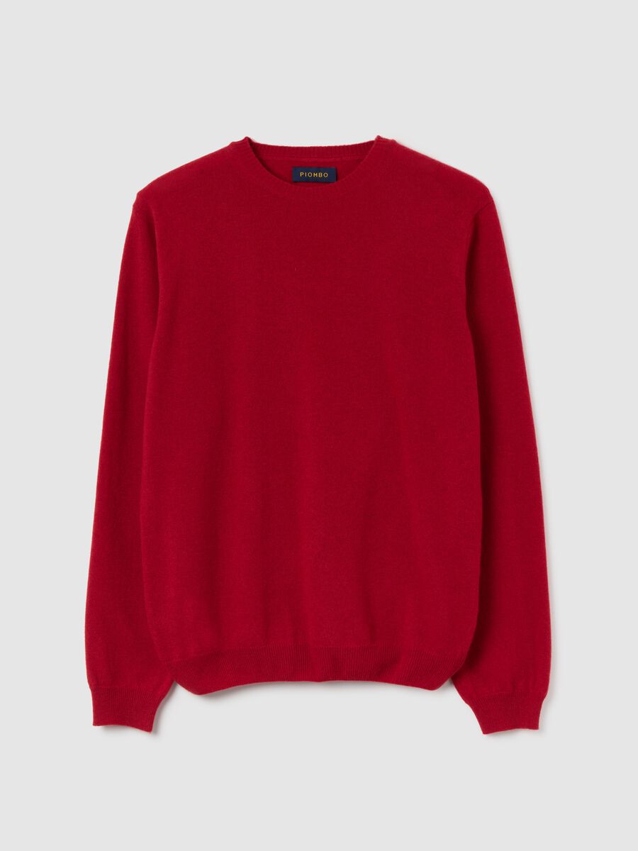 Red Crew Neck Pullover in Pure Lambswool Regular Fit_4