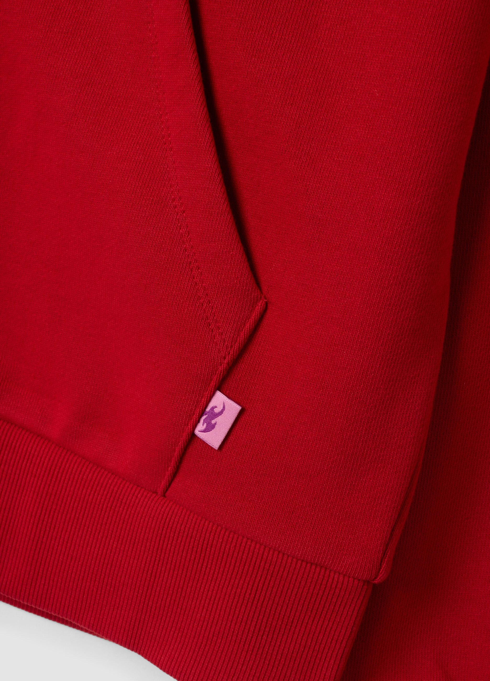 Felpa rossa in puro cotone con girocollo over fit
