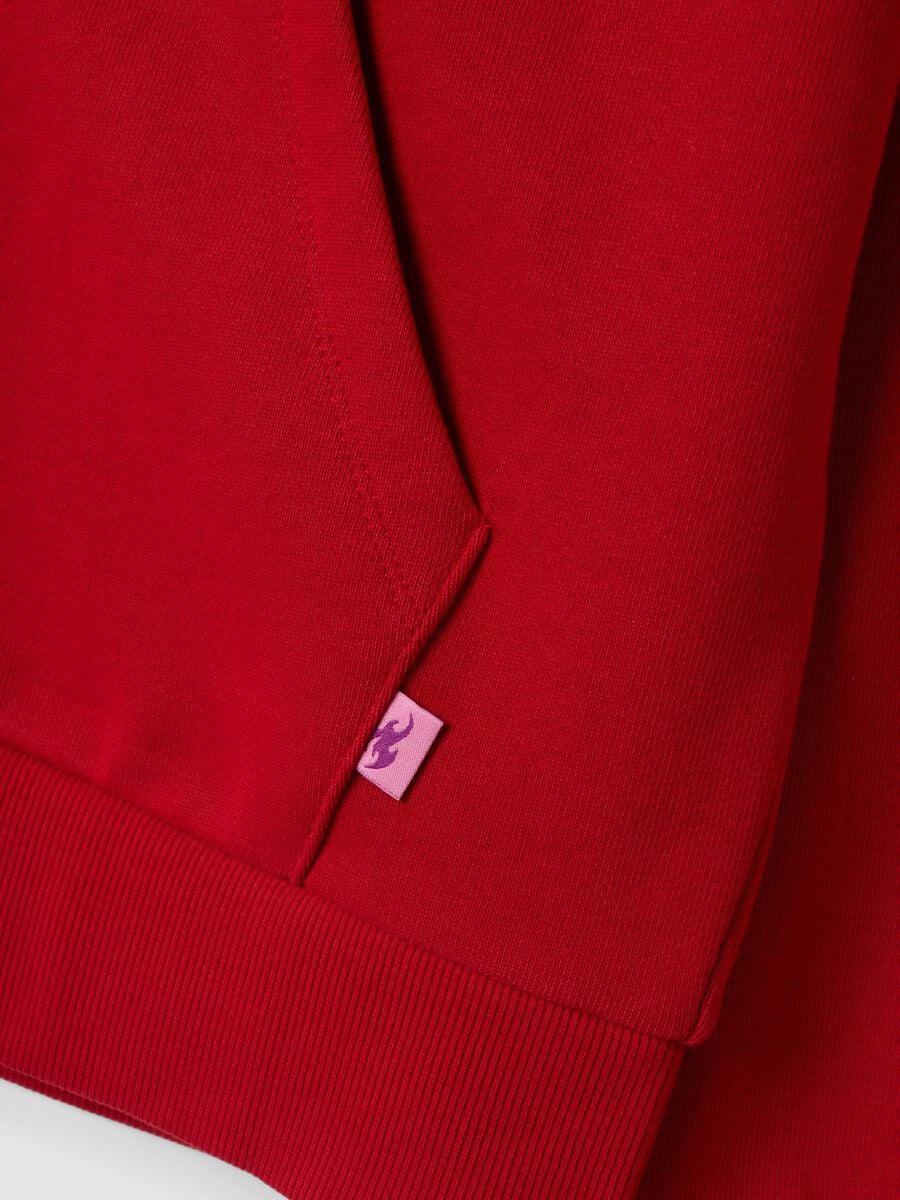 Felpa rossa in puro cotone con girocollo over fit_1