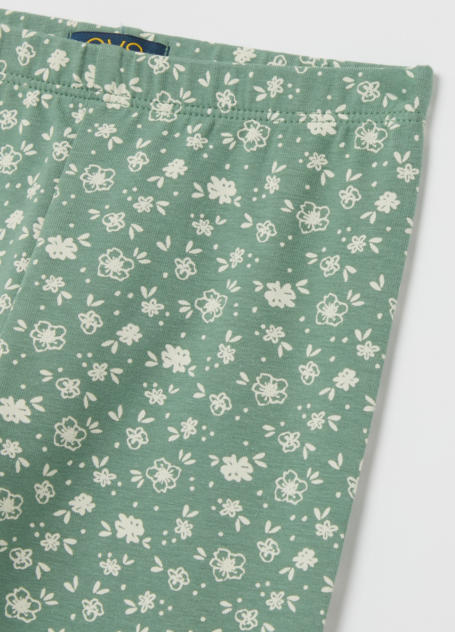 Leggings in cotone stretch stampa fiorellini 