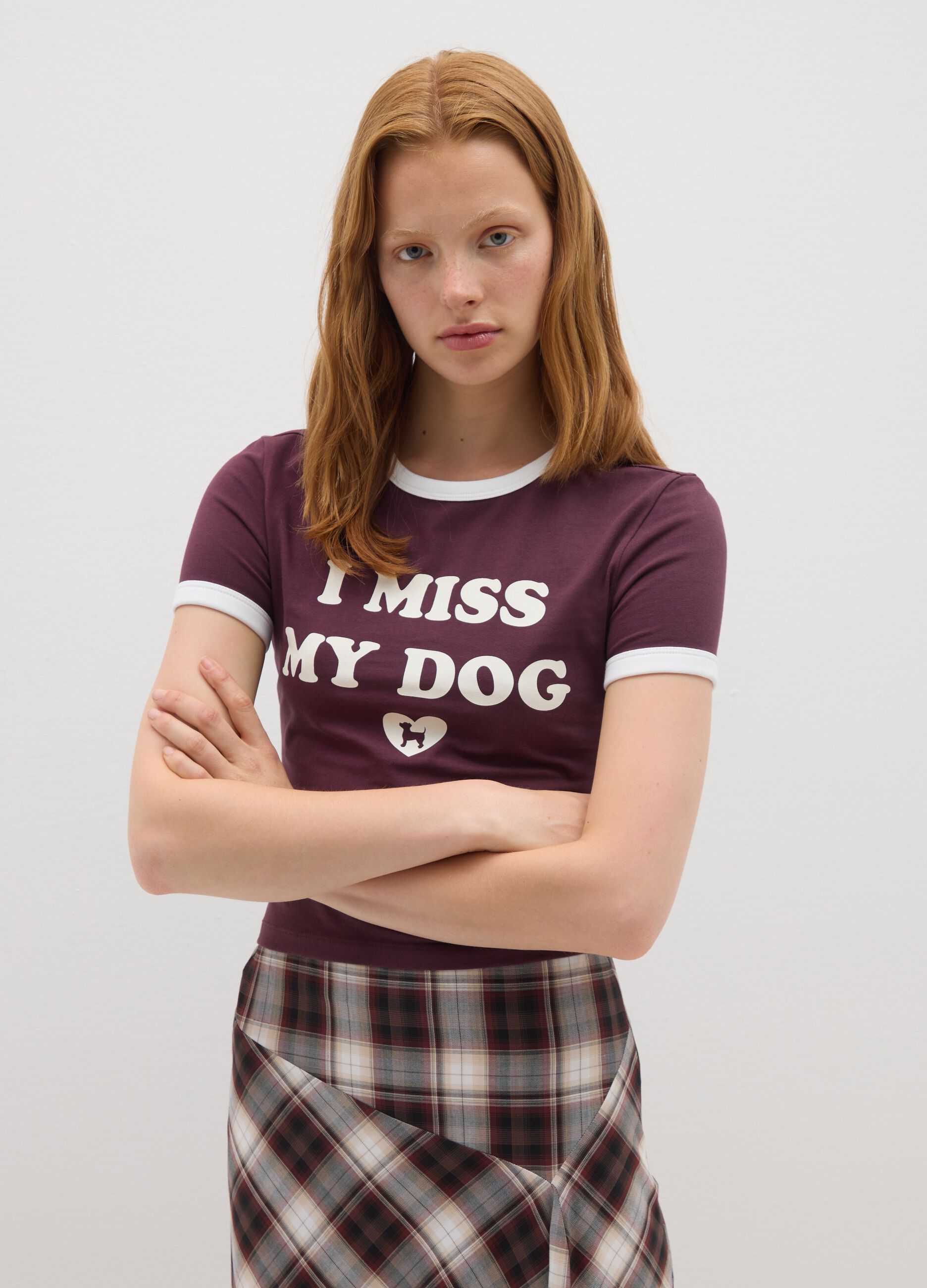 Bordeaux stretchy cotton women's T-shirt