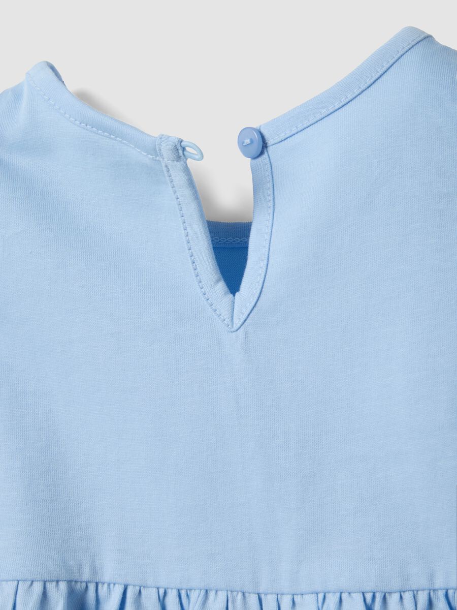 Abito azzurro in puro cotone da bimba regular fit con volant_3