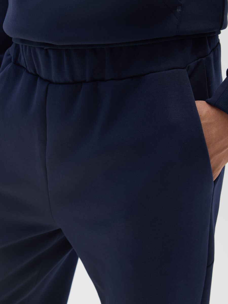 Pantaloni sportivi blu in cotone elasticizzato _3