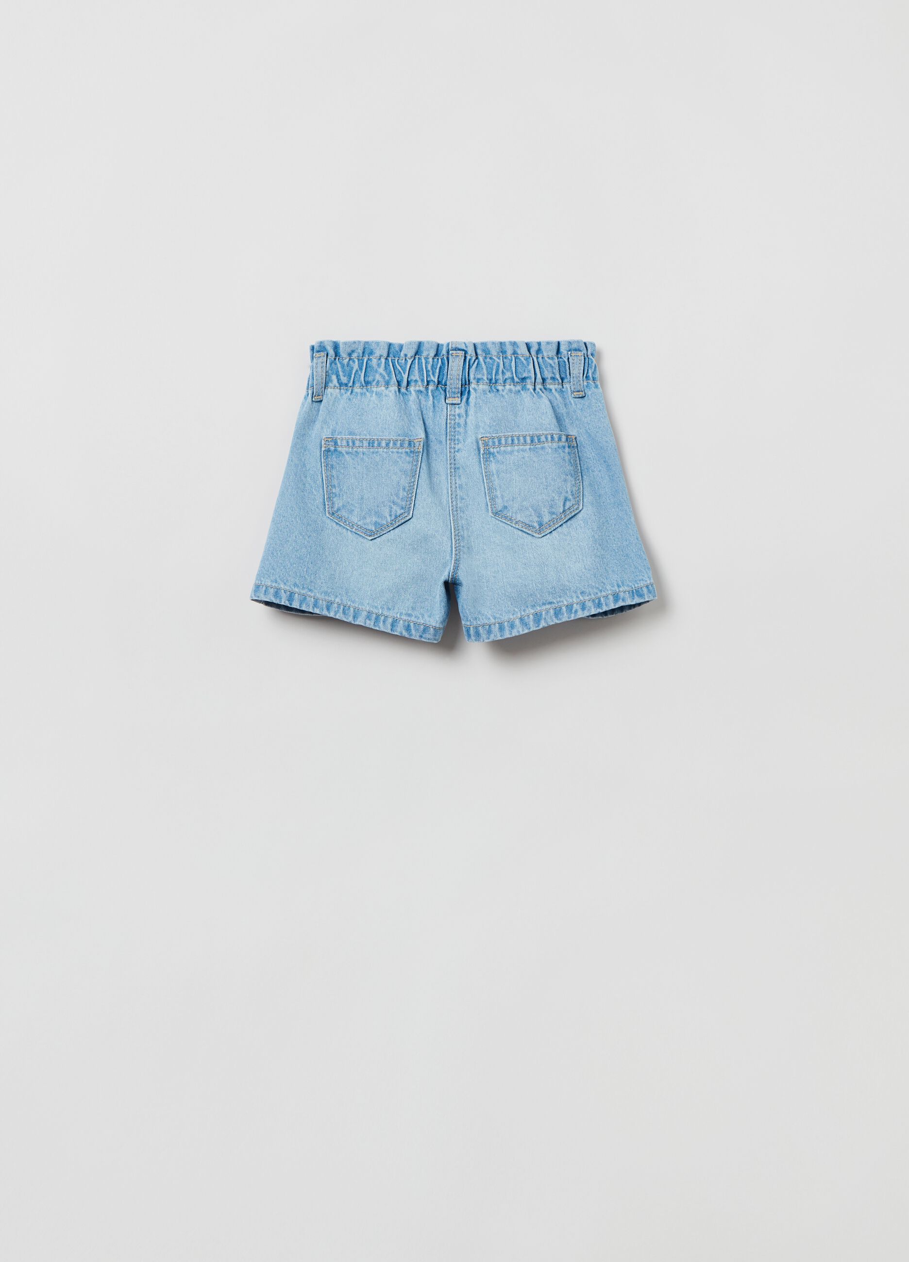 Shorts in denim con bottoni multicolore