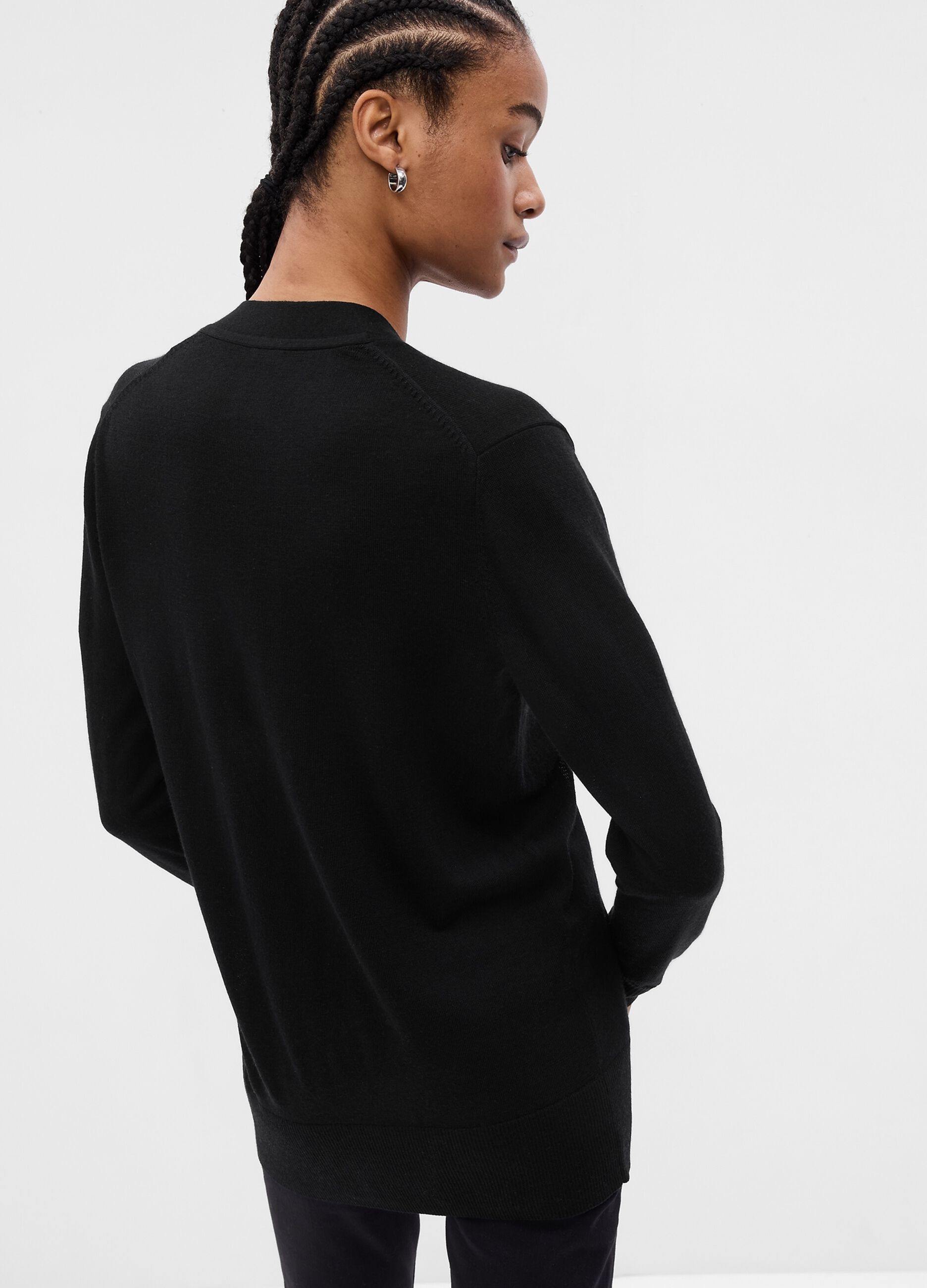 Cardigan in lana merino con scollo a V