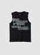Black slogan vest top in pure cotton, oversized fit_0