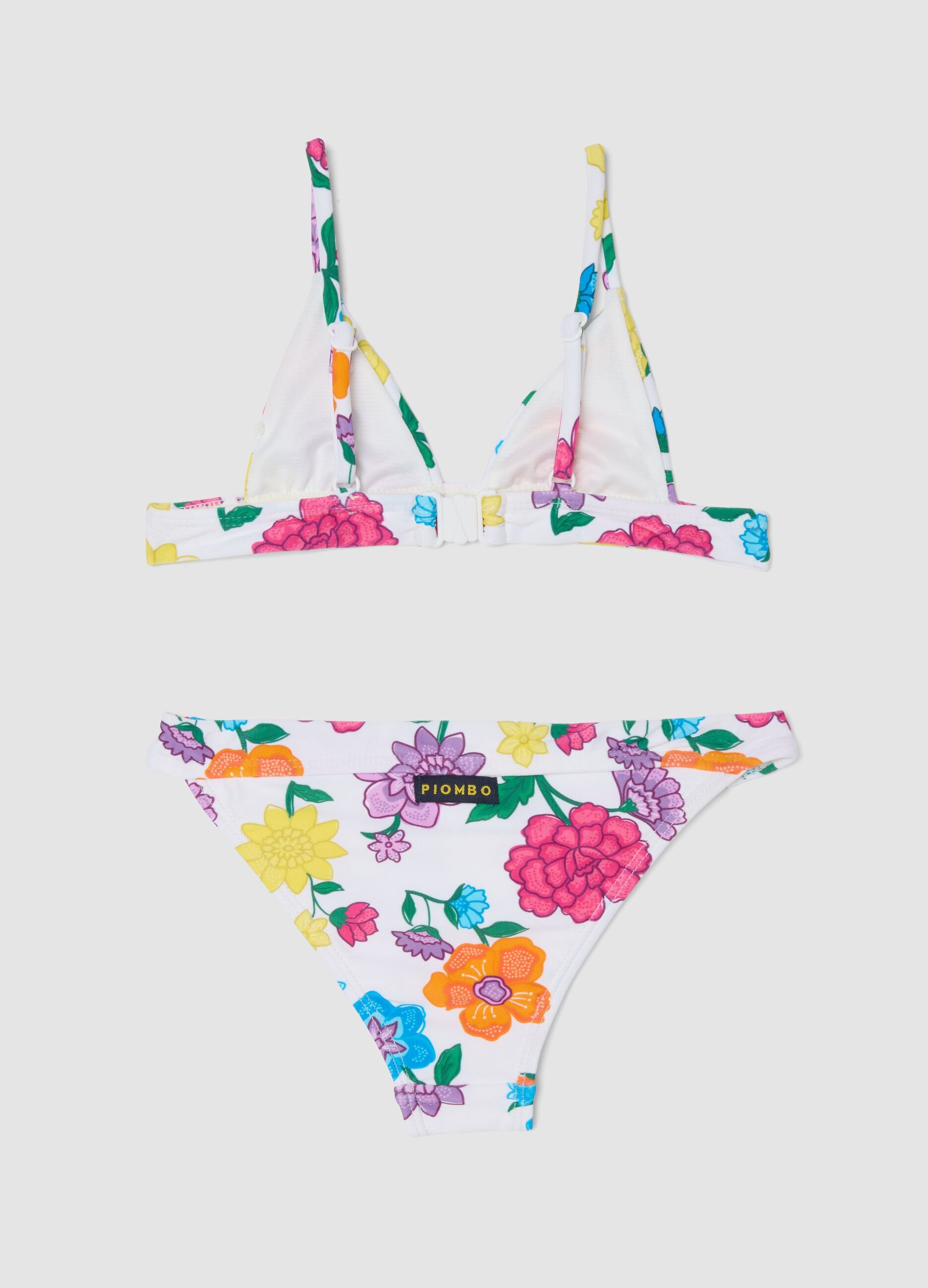 White floral stretch-fabric bikini