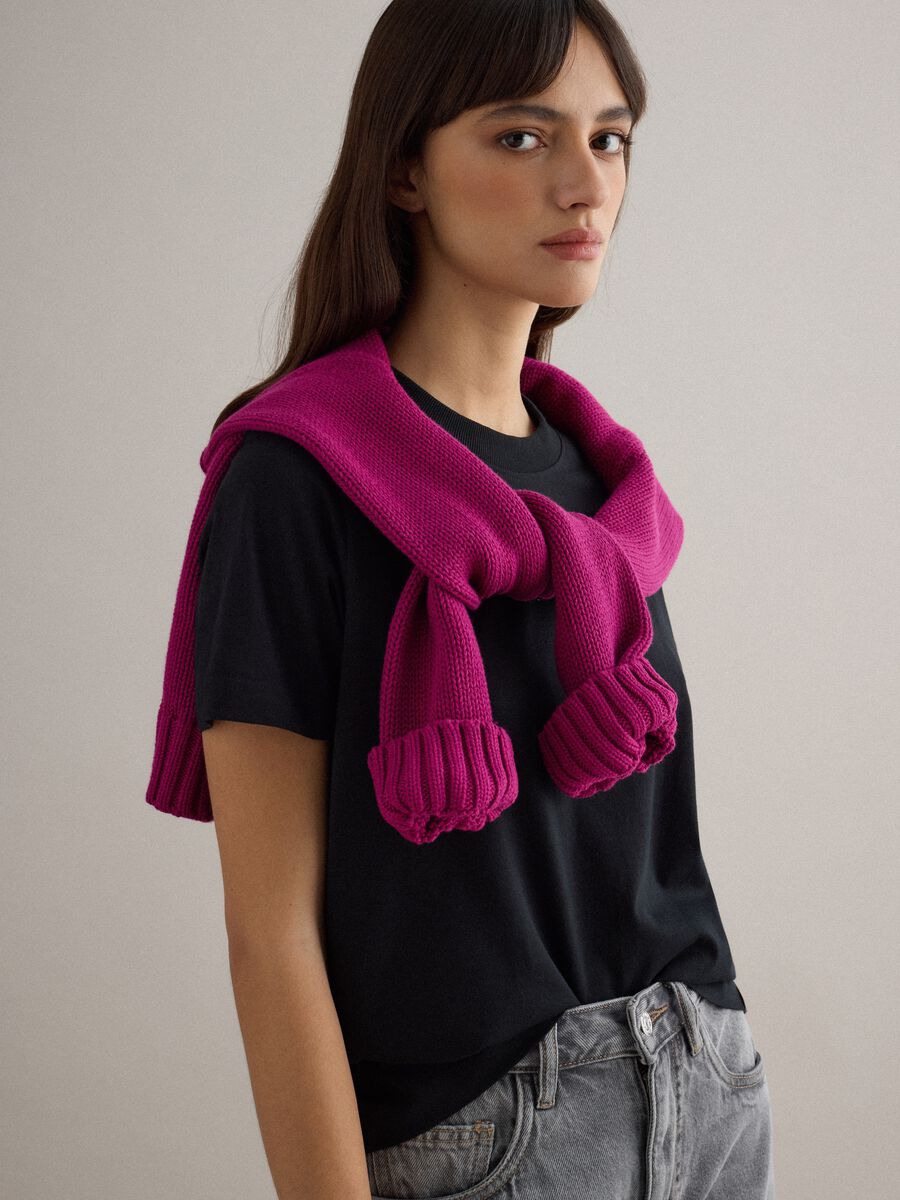 Black pure cotton crew neck t-shirt in regular fit_0