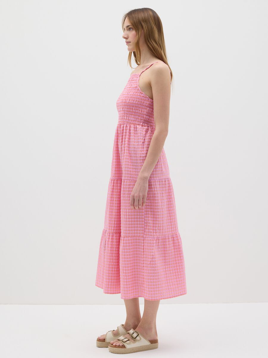 Pink Checked Smock Long Dress B.Angel_1